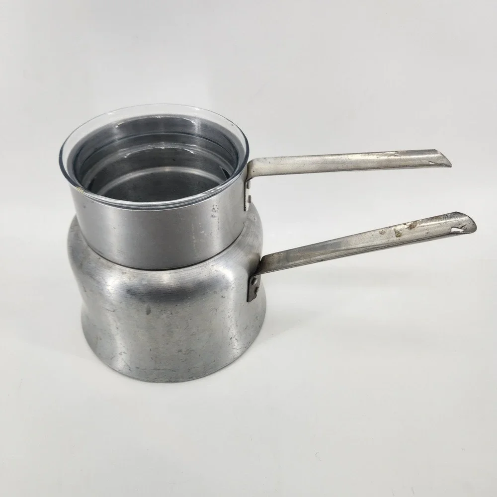 Vintage Toro Ware by Leyse Double Boiler 4 3/8 Quart 3 Quart w Pyrex Insert
